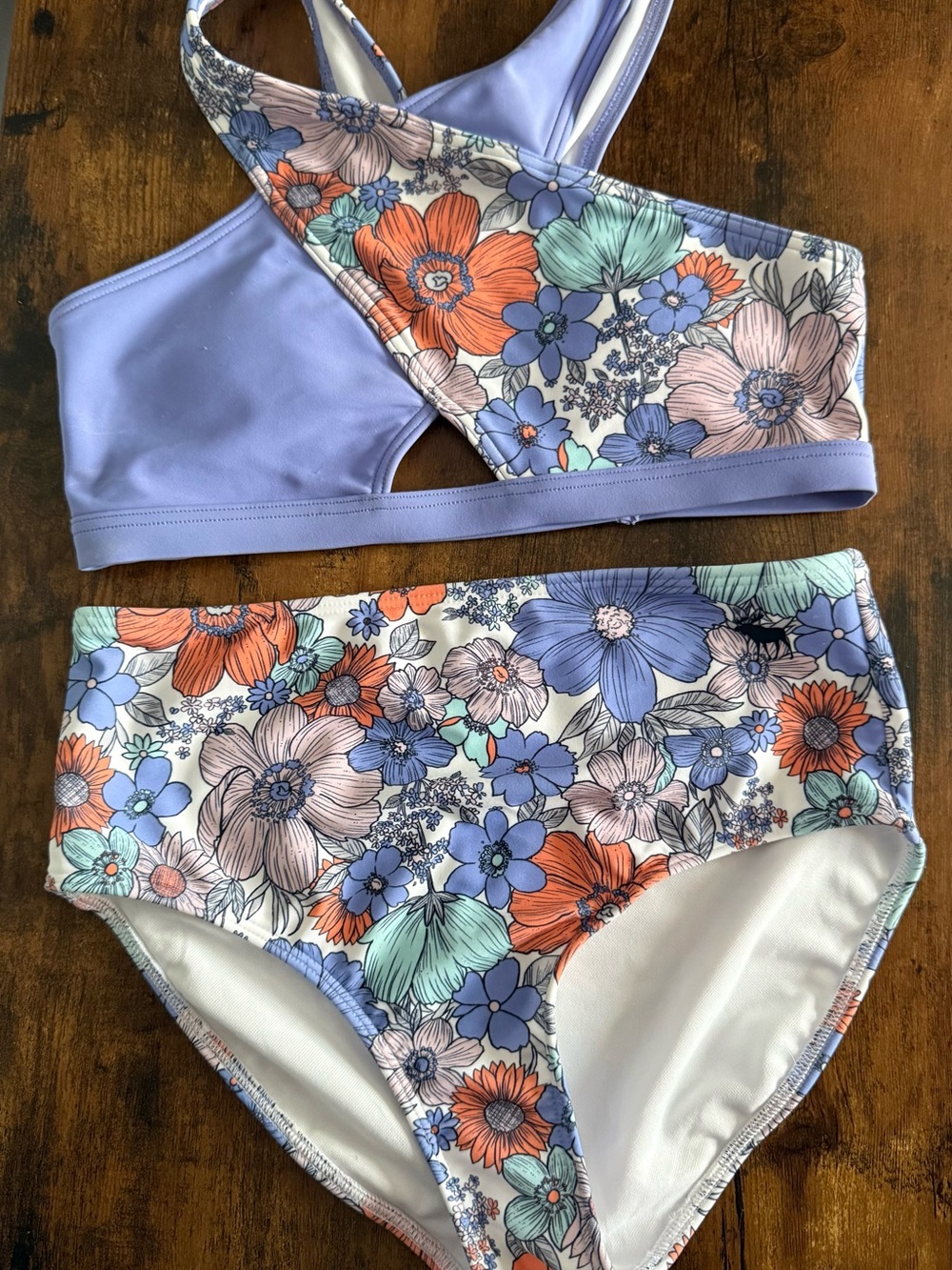 abercrombie kids Lavender and White Floral Bikini Bottoms
